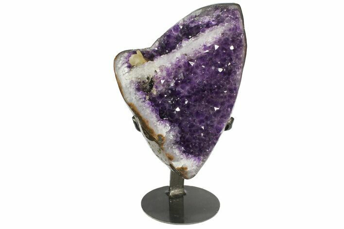 Amethyst Geode Section With Metal Stand - Uruguay #153599